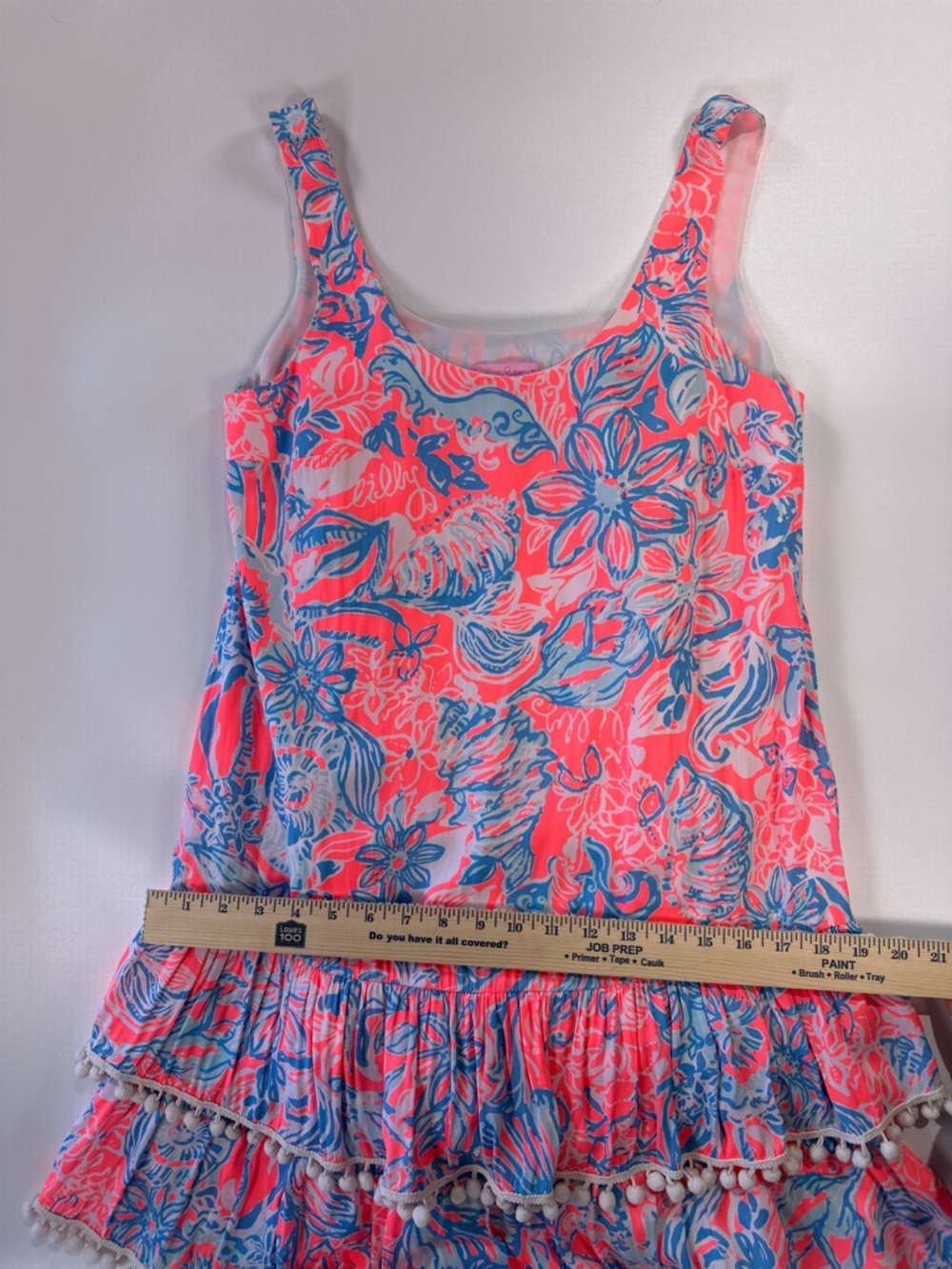 Lilly Pulitzer Women’s Nastashia Dress Coral Blue Ruffle Hem XS - Picture 12 of 14